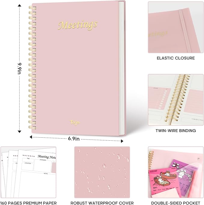 30 Pack of Meeting Notebook for Work Organization - Work Planner Notebook with Action Items, Agenda Planner for Note Taking, 160 Pages (6.9" X 9.9") Project Organizer for Men & Women - Multi