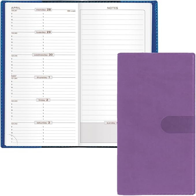 Exacompta 2026 Space 17 Calendar Year Weekly/ Monthly Planner Organizer - 12 Months (Jan. to Dec.) - 3 1/2" x 6 3/4" - Smooth Faux Suede Texas Violet Cover- Appointment Journal for Business, School, and Life