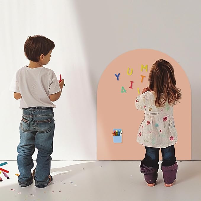 Magnetic Wall Decal 32 x 24In Arch Magnetic Chalkboard for Wall, Magnet Wall Drawing Learning for Playroom, School, Home (Light Pink