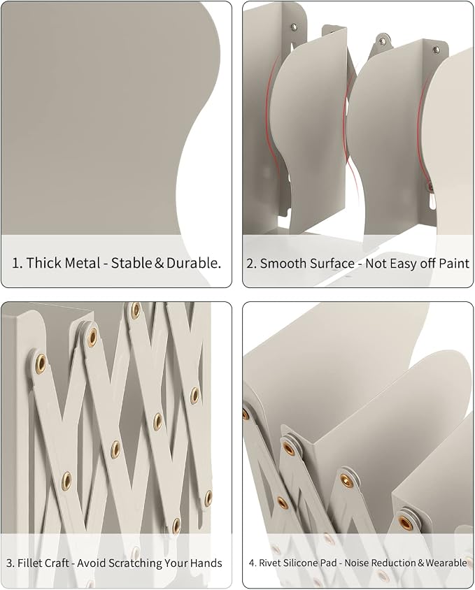 MSDADA Adjustable Bookends, Book Ends for Heavy Books, Expandable Book Organizer for Desk, Shelf, Office, School, for 6 7 8 9 10 11-15 Boys and Girls, Extends up to 19 inches (Beige)