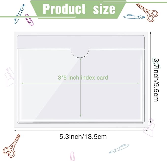 Chinco 30 Pcs Self Adhesive Pockets, Bin Labels for Storage Bins, Clear Pocket Label Sleeves, Plastic Index Card Holder with Top Open for Organizing Bins Box Drawer(3 x 5 Inches)