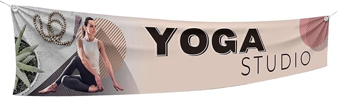 Yogga Studio Large Banners and Signs for Outdoor by Mavis Printing-Polyester Banner with 4 Holes for Easy Hang Indoor & Outdoor|4x1 Feet HD Print Sign to Promote Church| Made in USA