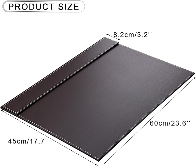 KINGFOM Ultra-Smooth PU Leather Desk Pad & Mat Office Desk Drawing & Writing Board A3/ A4 File Paper Clip Table Protector Mat on Top Large 24''x18'' (Brown)