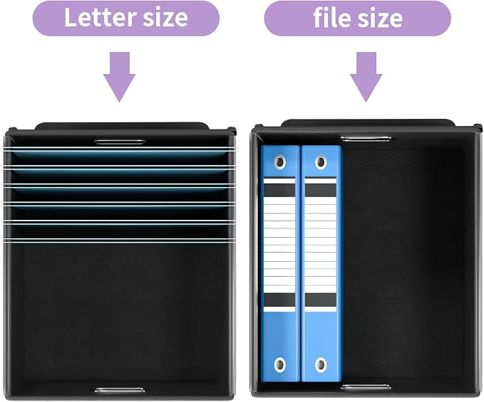 Decorative File Organizer Storage Boxes with Lid, Huolewa Linen Hanging Filing & Storage Box with Plastic Slide for Office/Decor/Home, Universal Hanging Filing Organization Box for Letter/Legal Folder
