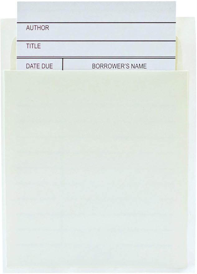 Jot & Mark Library Kit with 100 Book Card Pockets and Catalog Checkout Cards | Perfect for creating School Classroom, Church, Social Group and Personal Libraries