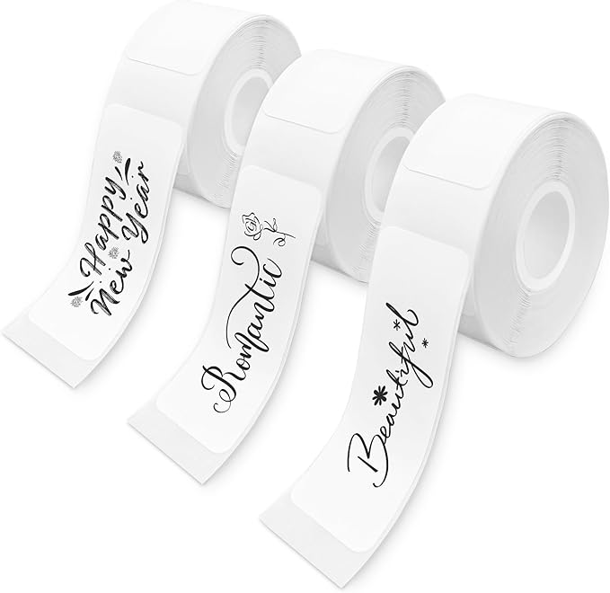Label Tape 3PCS, Self-Adhesive Thermal Labels Refill Paper Roll for XenGro AH-P05 Mini Label Maker, 14mm X 40mm, for Home/Kitchen/Office Storage/Kid School Supplies, Black on White