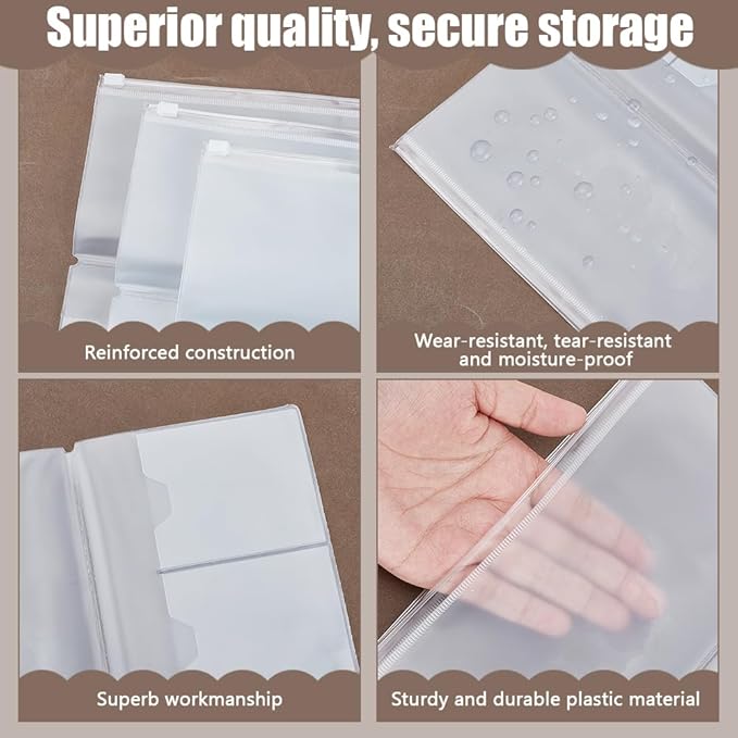 AHANDMAKER 6 Pack Plastic Clear Inserts Pouch Travelers Notebook Insert Pouches Clear Organizers for Journal Accessories Passport Travel Diary Scrapbooking Decoration