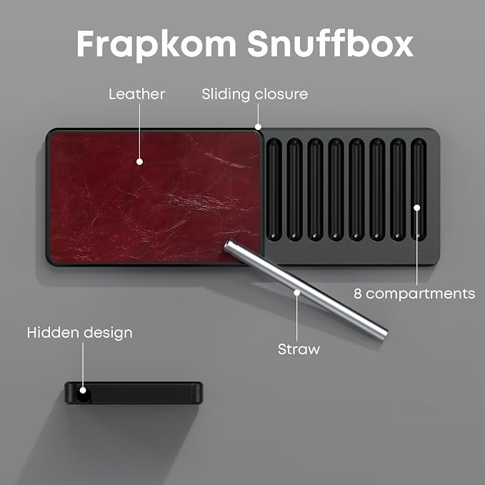 8 Compartment Organize Box with Built in Alloy Straw, Red Black Storage Box, 3.15 x 2 x 0.32 Inches
