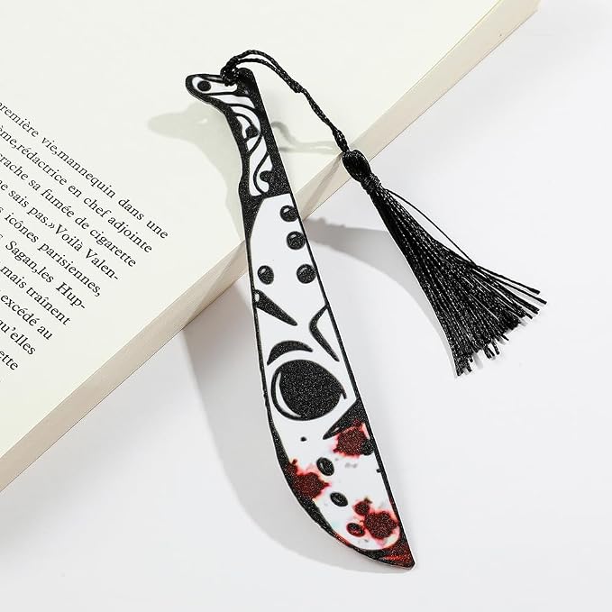 Horror Halloween Acrylic Bookmark for Women Spooky Novel Lovers Reading Accessories Student Study Stationery Halloween Gift for Men Women (5Pcs)
