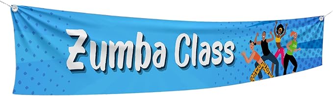 Zoomba Class Large Banners and Signs for Outdoor by Mavis Printing-Polyester Banner with 4 Holes for Easy Hang Indoor & Outdoor|4x1 Feet HD Print Sign to Promote Church| Made in USA