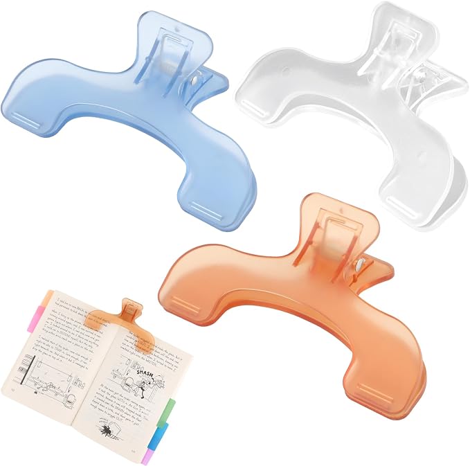 3 Pcs Book Clips,3 Colors Strong Page Holders for Reading,Portable Book Openers,Practical Book Page Markers for Teachers,Students,Office,and Home
