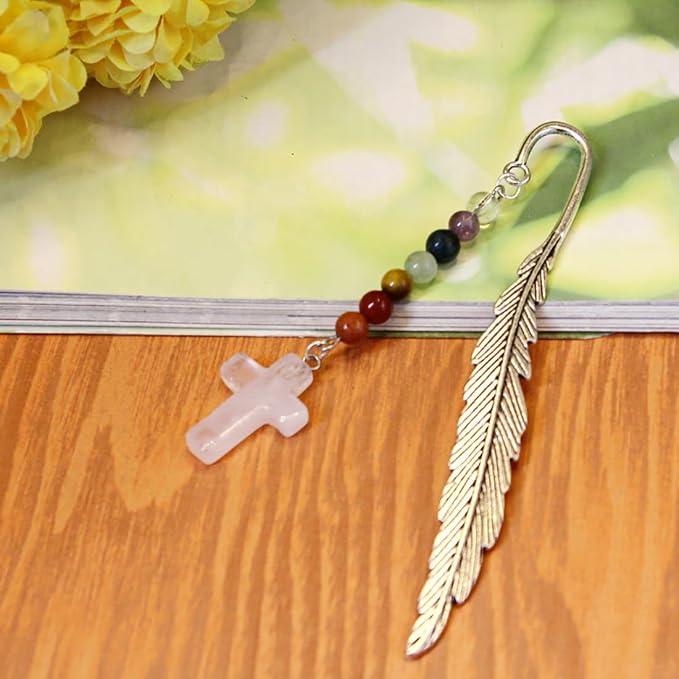 Metal Bookmark, Faith Cross Personalized Book Marks with Pendants, Pretty and Aesthetic Book Accessories Reading Gifts for Women Girls Boys