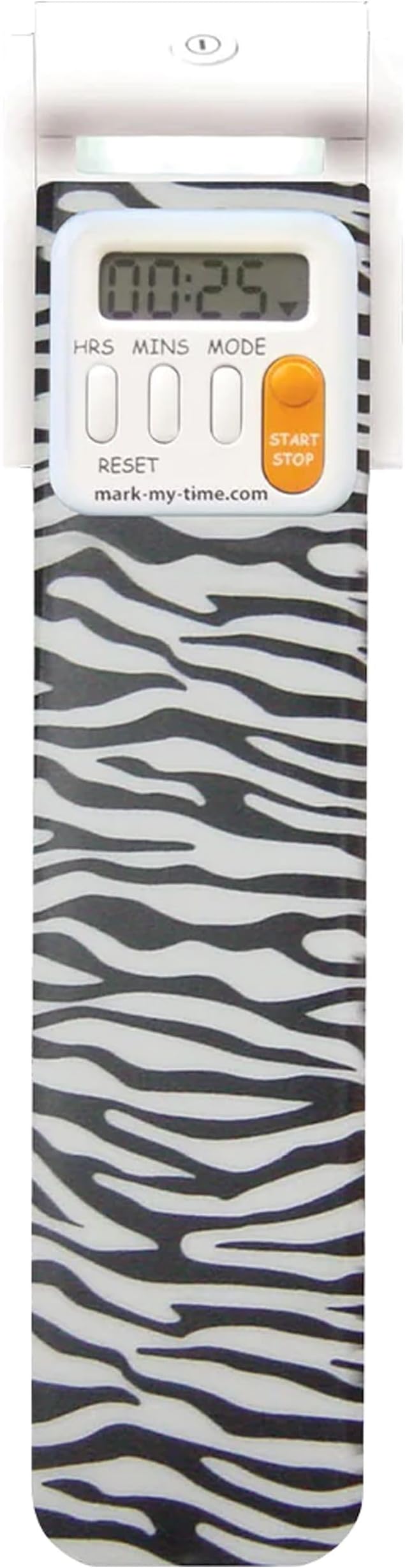 Mark-My-Time LED Book Light with Digital Bookmark and Reading Timer - Fun Reading Anywhere - Zebra