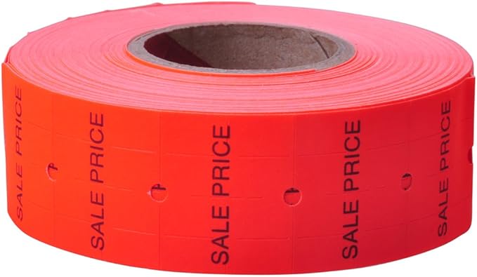 Fluorescent Red with Black "Sale Price" Labels to fit Towa®GL/ SpeedyMark4/ Halmark Model "L" Price Guns 16 Pack (Free Ink Roll Included)