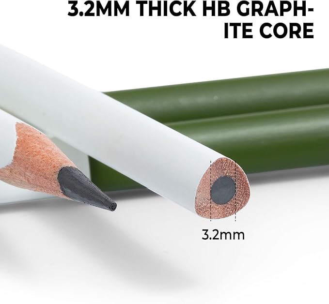 M&G 8 Pack HB Triangular Wood-Cased Pencils, 3.2mm Thick Lead, Unsharpened with Extra Large Erasers, Balanced Ergonomic Grip for Student Exam Daily Writing, School Office Classroom Use