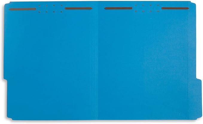 Blue Summit Supplies 50 Fastener File Folders - 1/3 Cut Reinforced Tab - Durable Blue Folders with Prongs- 2 Prong Design for Medical Files, Law Client Files, Office Reports - Letter Size