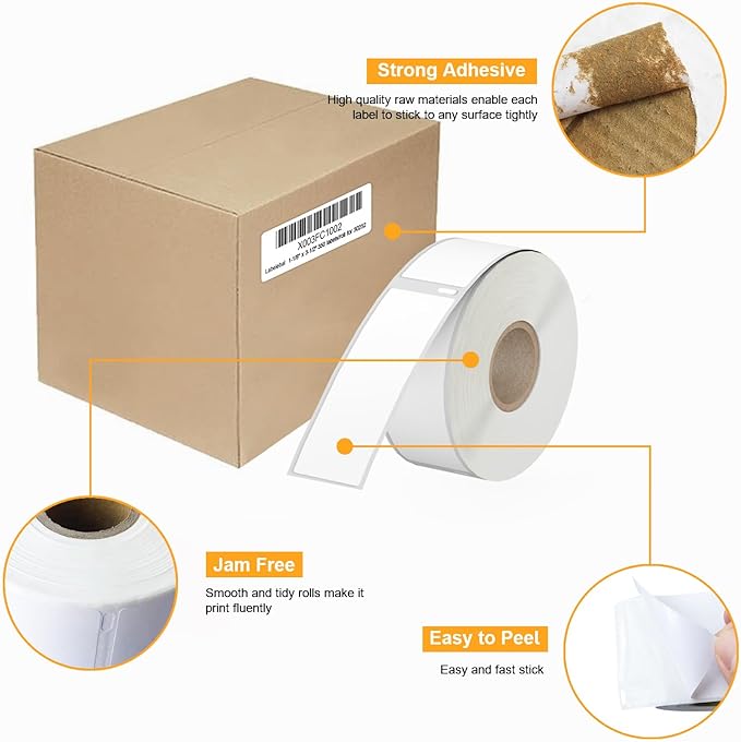 8400 Pcs/3-Proof 1" Core Labelebal Compatible with DYMO 30252,1-1/8" x 3-1/2"(28mm x 89mm) Direct Thermal Labels, Shipping Replacement Labels Compatible for DYMO LabelWriter Printer (350 Labels/Roll)