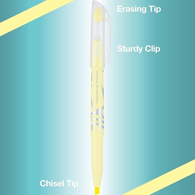 Pilot FriXion Light Pastel Erasable Highlighters, Chisel Tip, Pack of 14, Assorted Colors - Ideal for School, Journaling, and Office Use