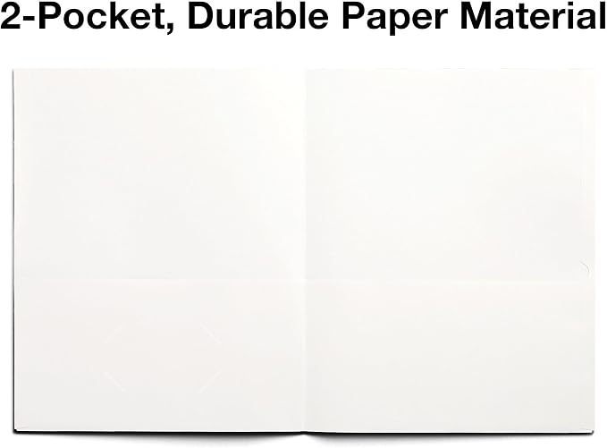 Staples 10% Recycled Smooth 2‑Pocket Paper Presentation Folders with Fasteners, Letter Size Project Folders for Office & School, White, 10‑Pack