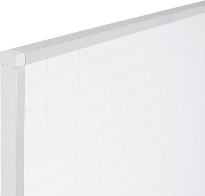 MasterVision gridded Magnetic Steel Dry Erase Planning Board, 1 x 2 Grid, 36 x 24, White Surface, Silver Aluminum Frame