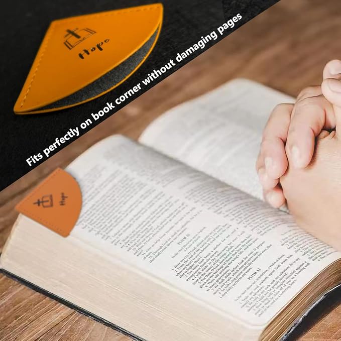 6 Pcs Leather Bookmarks for Bible, Page Corner, Inspirational and Religious Christian Gifts for Men, Women, Kids - Perfect for Reading Rewards, Church Supplies, Giveaways