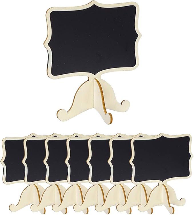 uxcell 8pcs Mini Chalkboards Signs with Support Easel Wood DIY Tag for Weddings Message Board Table Number Reminder Price Tag Beige