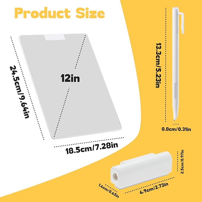 9.5”×7”Magnetic Writing Board, Ink-Free Reusable Desktop Notepad with Magnetic Stylus & Eraser : Thin Rigid Pad for Drawing, Handwriting Practice & Office Memos