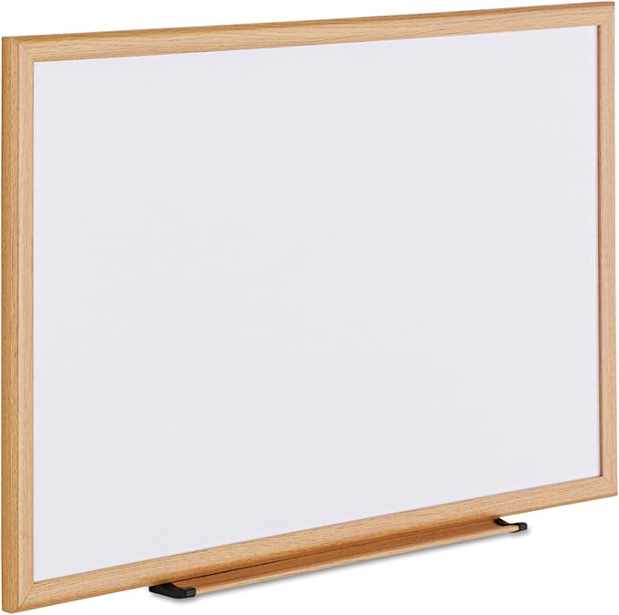Universal Dry Erase Board, Melamine, 36 x 24, Oak Frame (UNV43619)