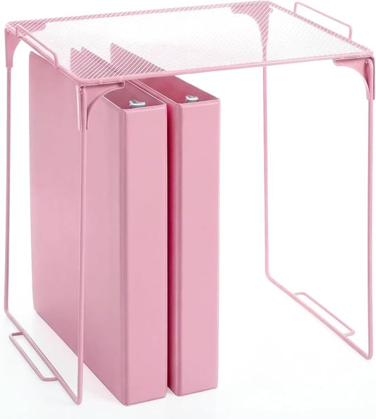 Colarr Pink Locker Organizer Shelf Locker Accessories for Girls Stackable Storage Organization Shelf Area Saver Fits Standard Size for School Office Kitchen and Home
