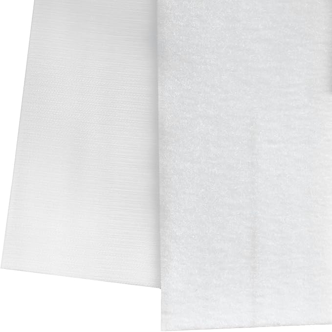 BlueDot Trading One Set of Hook & Loop Fastener Sew-On Style for use with Bags, Clothes, Costumes, Office, Home, or School, 6" Wide x 6' Length, White
