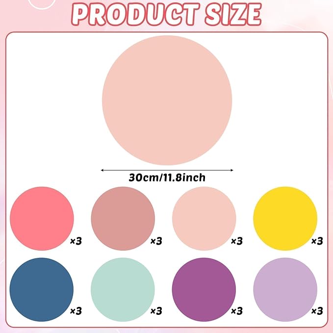 gisgfim 24PCS Dry Erase Dots 12 Inch Whiteboard Marker Wall Decor Removeable Circle Sticker Spots Writing Spots Set for Classroom Table Teachers Students Supplies (Morandi)
