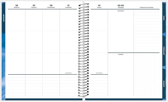 Blue Sky Livewell 2027 Weekly and Monthly Planner Calendar, January 2027 - December 2027, 7" x 9", Flexible Cover, Durable Twin Wire Binding, Colorful Pages, Storage Pocket, Includes Stickers, Navy