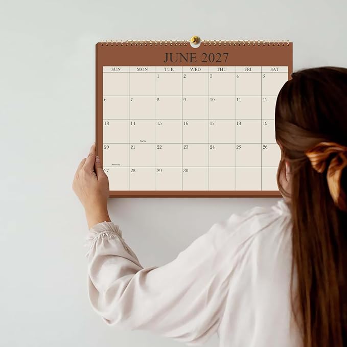 2026-2027 Calendar - Wall Calendar 2026-2027 from June 2026 Until December 2027,19 Months Calendar with Premium Paper, Twin-Wire Binding & Hanging Hook, 8.5" x 11", Green