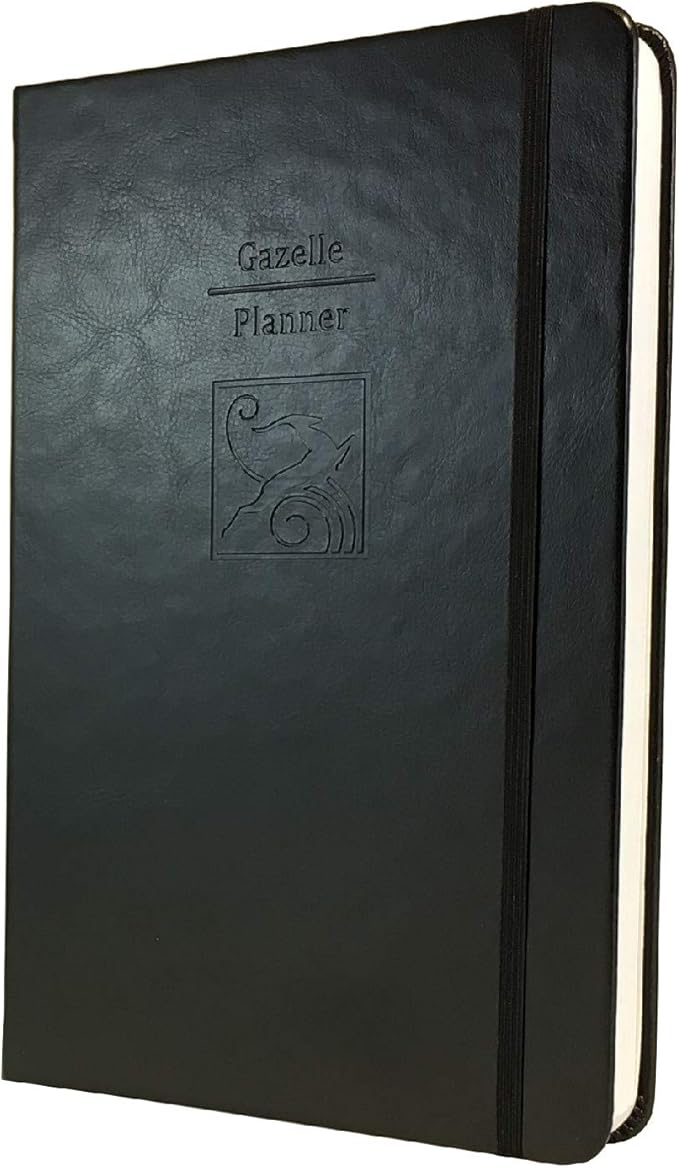 Guided Daily Planning to Improve Organization, Time Management & Success. Daily, Monthly & Weekly Goals, 6 x 9 inches, 6 Month UNDATED Planner (Black)