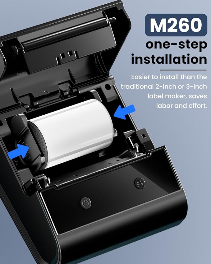 Memoking Label Maker - M260 Barcode Label Printer + 3 Roll 3.14" (50x80mm) Labels