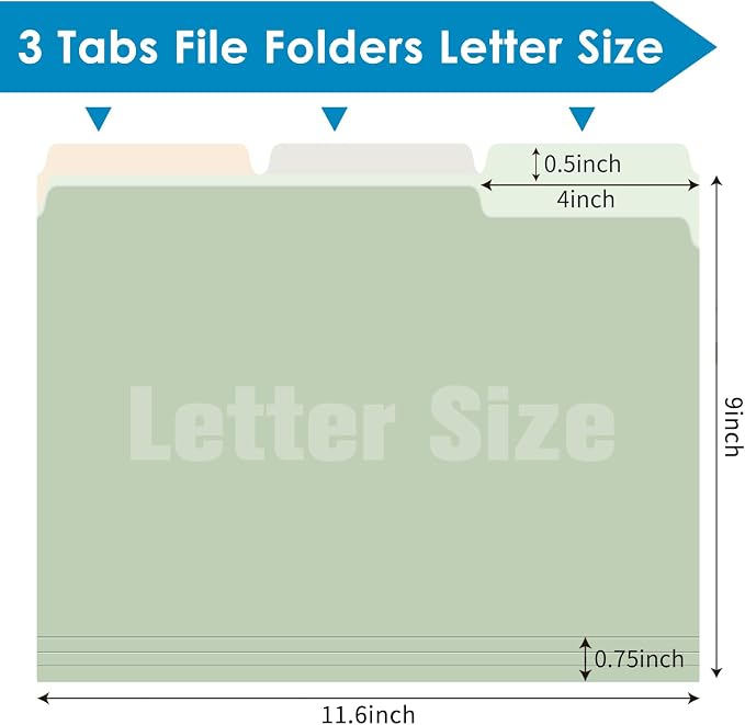 120 Pack Two Tone Color File Folders 8.5 x 11 Inch, 1/3 Cut Tab File Folder Letter Size, Assorted Colors, Pastel Colors Manila File Folders, School Business Office Folders for Document Files Paper
