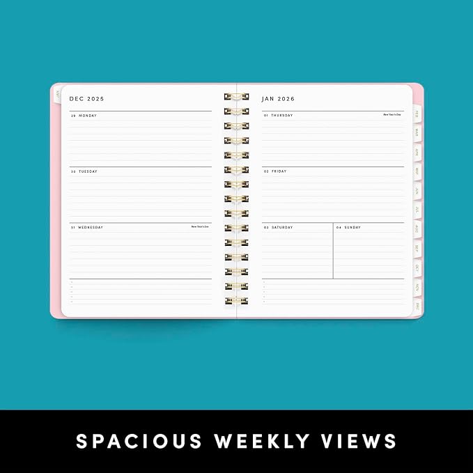 PAPERAGE 2026 Weekly & Monthly Planner, 12 Months (January 2026 - December 2026), 6.6 in x 8.1 in, Spiral Bound 2026 Planner with Weekly, Monthly & Yearly Views, Note Pages & Inner Pocket – Raspberry