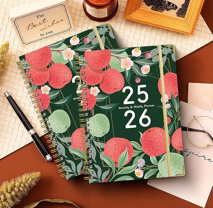 2025-2026 Planner, 12-Month Daily Weekly Monthly Planner from JUL.2025 to JUN.2026, 8.5" X 6.2", Spiral Hardcover Notebook with Bookmarks, Elastic Closure, Inner Pocket for Office School Supplies