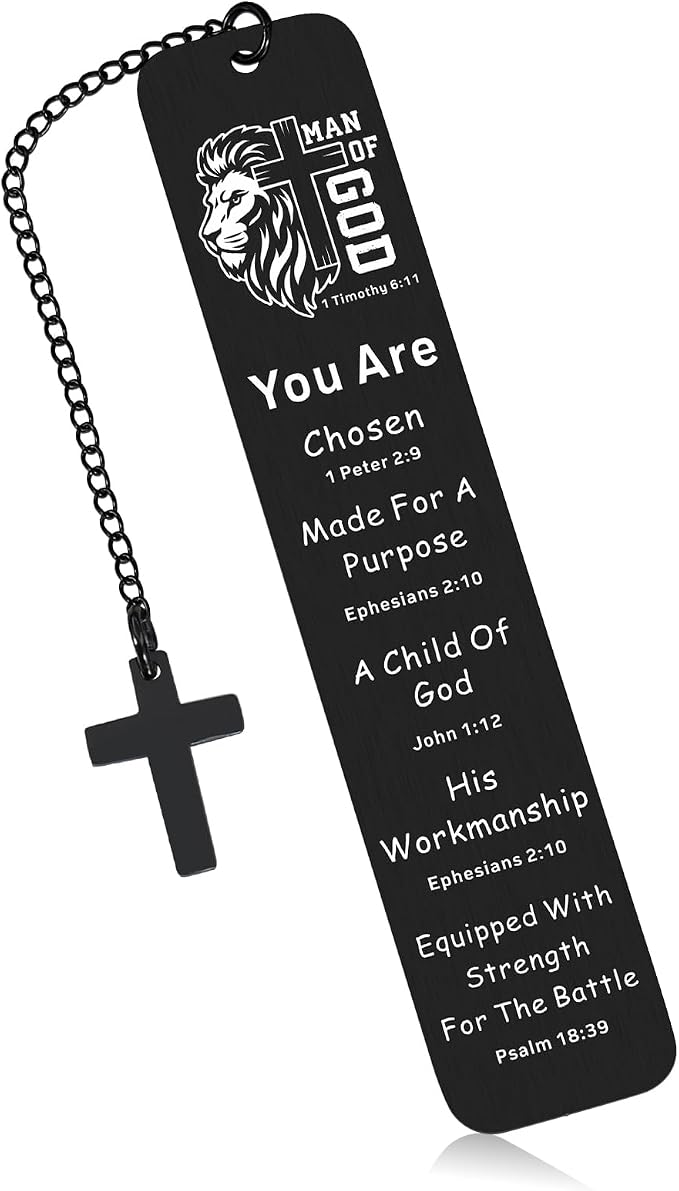 Bible Bookmark for Men Boy Catholic, Christian Graduation Gifts, Fathers Day Gifts for Son Husband, Religious Jesus Bookmark, Bible Verse Birthday Gifts, Man of God Communion Baptism Confirmation Gift
