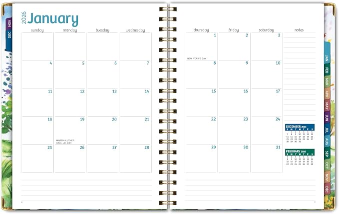 HARDCOVER 2026 Planner, 8.5"x11": 14 Months (November 2025 - December 2026), Daily Weekly Monthly Planner, Yearly Agenda, Bookmark, Pocket Folder and Sticky Note Set (Tree Seasons)