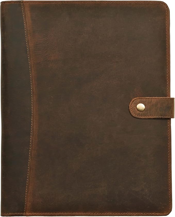 Hindoro Leather Portfolio Professional Organizer Padfolio – Resume Folder with Luxury Pen - Leather Binder Portfolio Writing Pad with Business Card Holder - Portfolio Folder for Men & Women