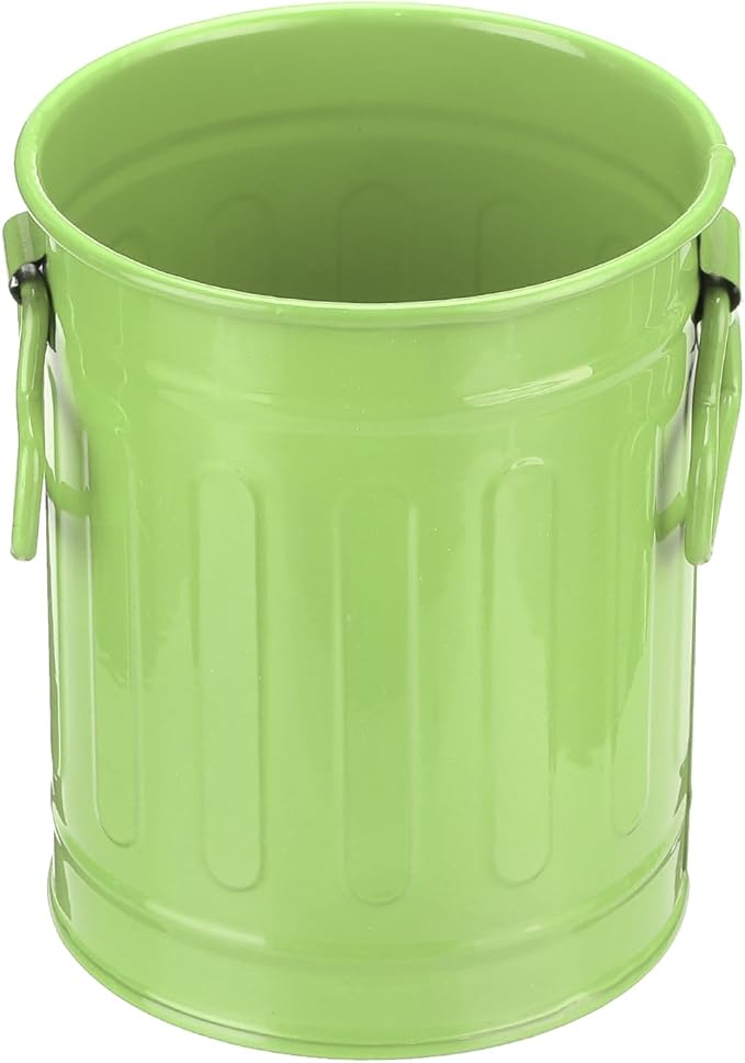 PATIKIL Barrel Pencil Holder, Metal Pen Holder for Desk Pencil Holders Cup Organizer with Handles Makeup Brush Holder Stationery Storage, Green
