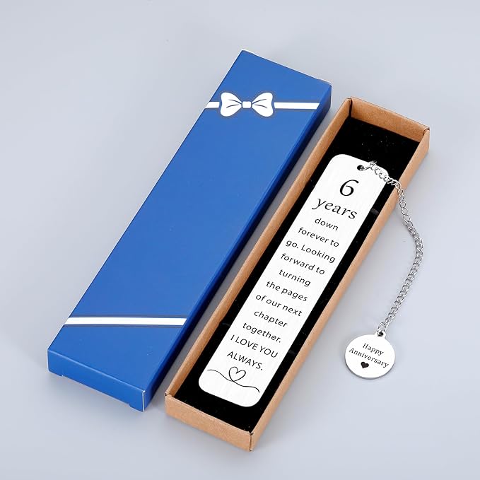Iron Gifts for 6 Year Anniversary 6th Anniversary Bookmark Gift for Women Men Happy 6 Year Anniversarys Wedding Bookmarks Date Night Gifts for Husband Wife Romantic Bridal Shower Gift for Bride