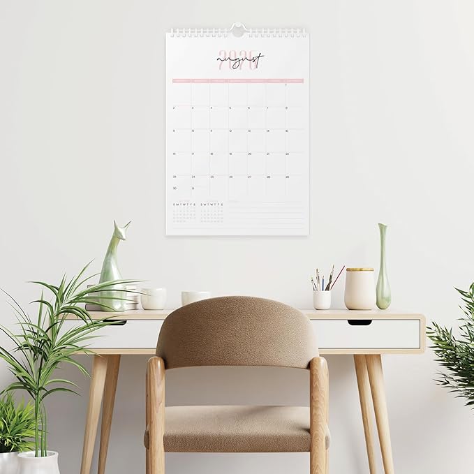 Karto Wall Calendar 2025-2026 - Vertical 11x17 inch July 2025 to December 2026 - Boost Your Productivity and Easy Planning with the Aesthetic Monthly Calendar - Two Font Pink