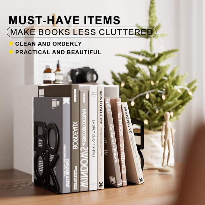 Book Ends,Bulk 12 Pair Bookends Folding Book Ends Metal Bookend (12 Pair)