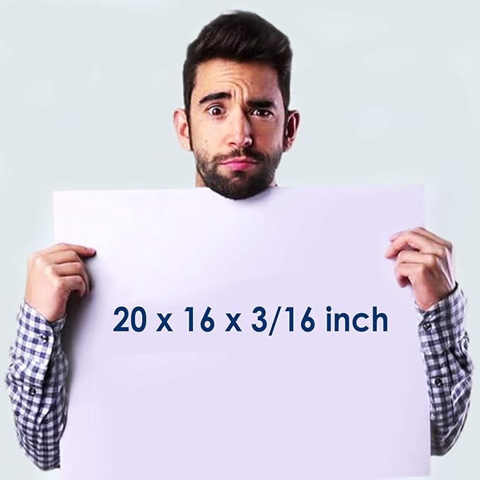 Foam Board 16 x 20 x 3/16" - Premium 12 Pack - White Poster Board, Acid Free, Double Sided, Rigid, Sign Board Foamboard for Mounting, Crafts, Paintings Prints, Art, Display, Presentation and Projects