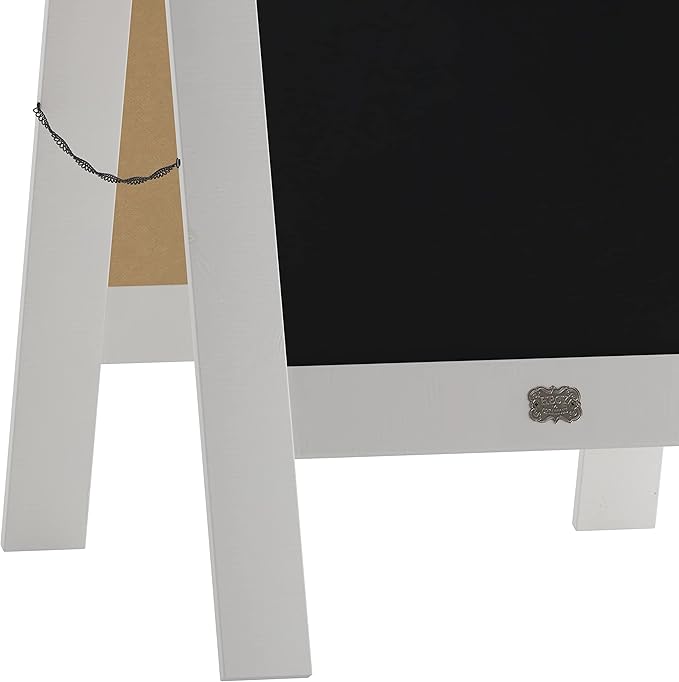 A Frame Chalkboard with Chalk Markers by HBCY Creations: 40x20 Solid Wood A-Frame Sign White Double-Sided Magentic Menu Board, Deluxe Set Includes 8 Chalk Markers, 10 Stencils, 2 Magnets