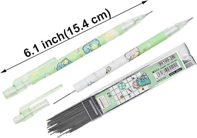 Maydahui 12 Pcs Cute 0.7mm 2B Dinosaur Mechanical Pencils With Eraser and 100 Pcs Lead Refills Dino Auto Pencils For Drawing Writing Sketching Stationery Supplies