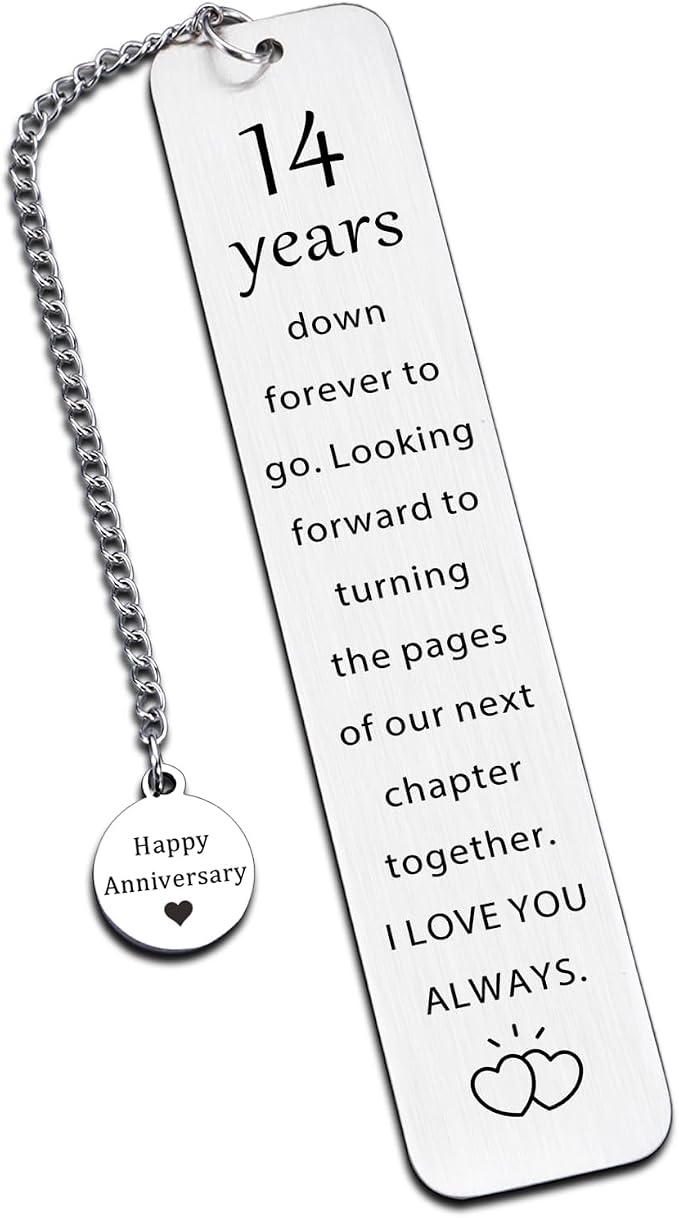 14th Anniversary Ivory Gifts for Men Women 14 Years Silver Anniversary Bookmark for Him Her 14th Wedding Romantic 14 Year Ivory Marriage Gift for Wife Husband Parents Couple (14 Years Bookmark)