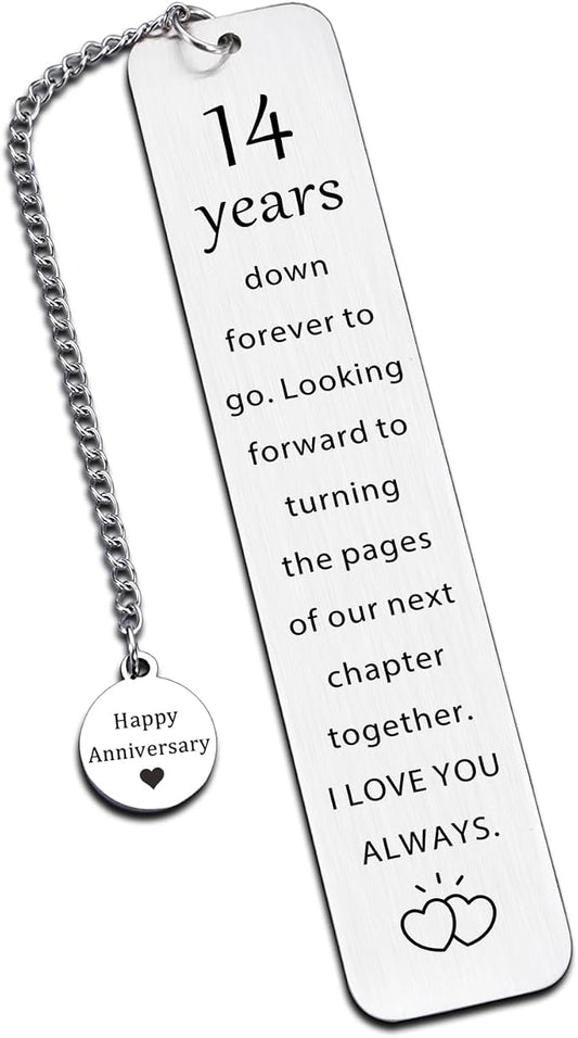 14th Anniversary Ivory Gifts for Men Women 14 Years Silver Anniversary Bookmark for Him Her 14th Wedding Romantic 14 Year Ivory Marriage Gift for Wife Husband Parents Couple (14 Years Bookmark)